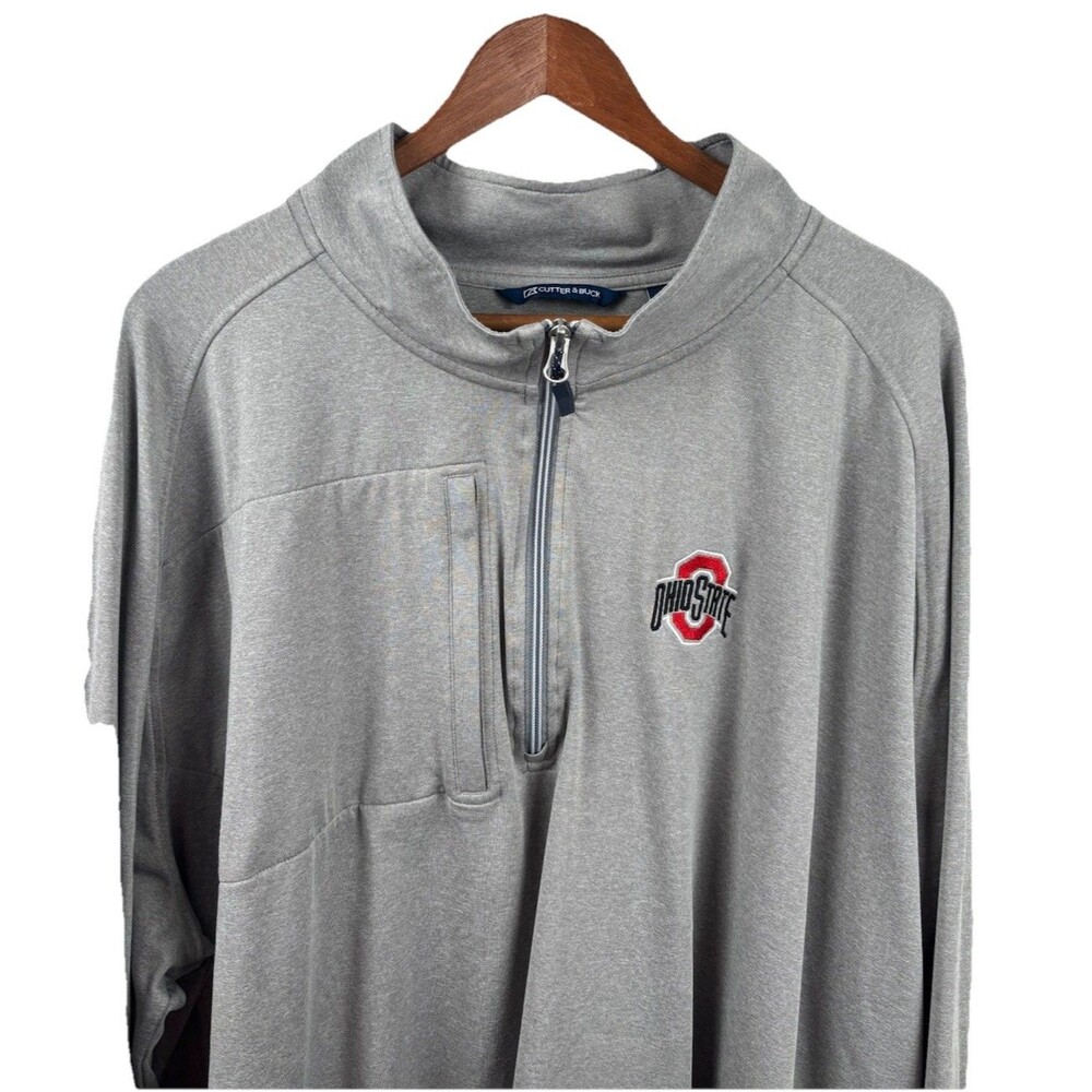 Ohio State Men’s 1/4 Zip Pullover 4XB Gray Front Pocket Cutter And Buck